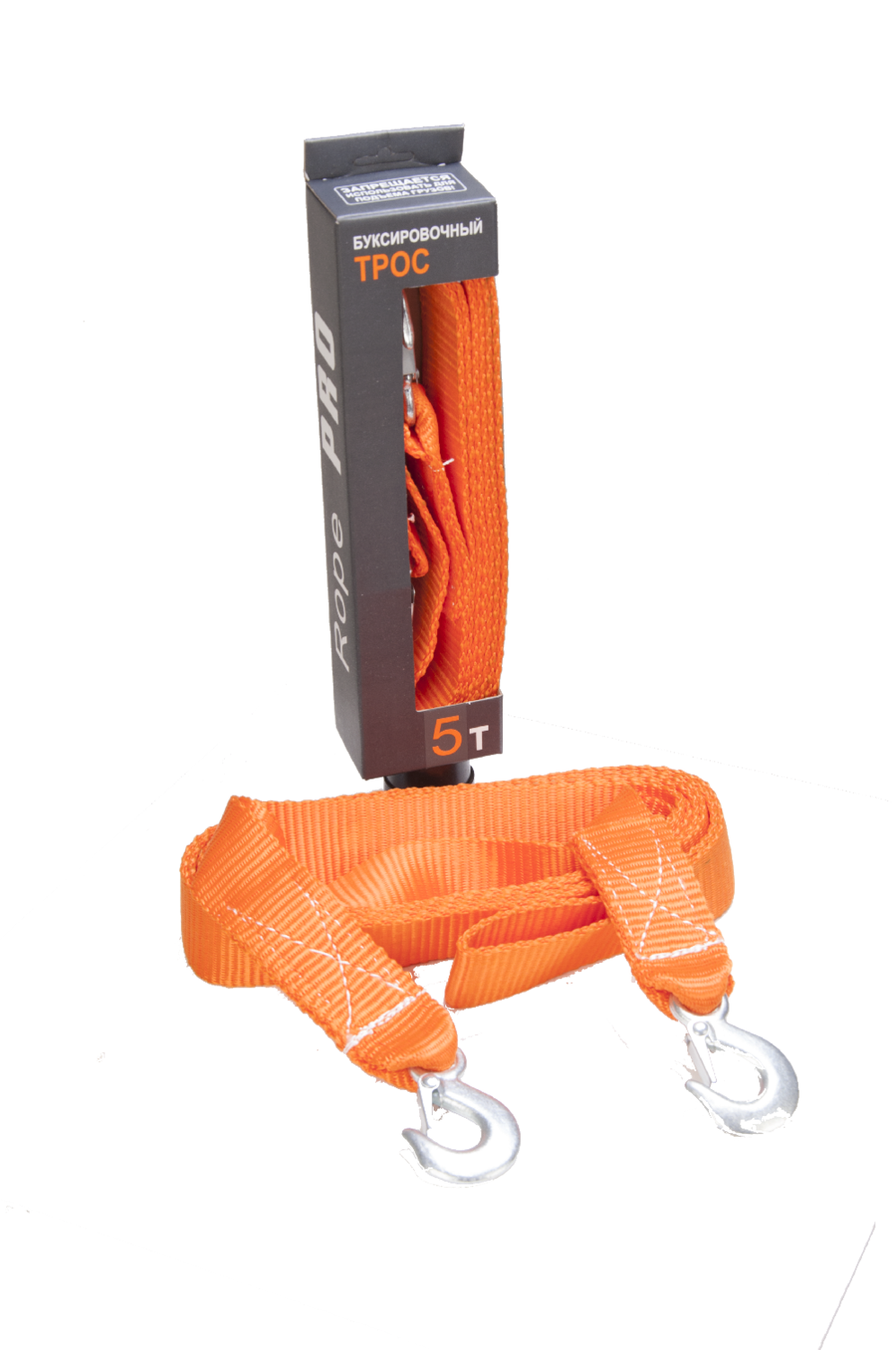 Трос буксировочный Rope PRO"Лента" 5 тонн 4 м 2 скобы