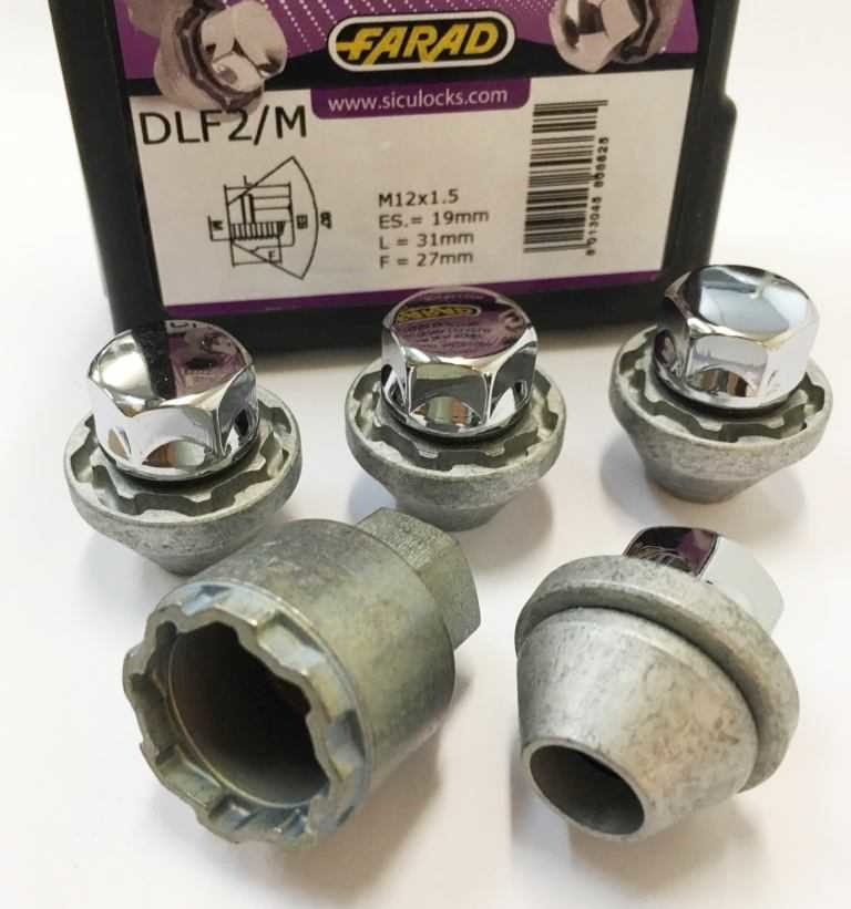 Гайка Farad Galaxy секрет M12x1,5x31x27x19 конус box 4+1 (FORD) Zink DLF2/M