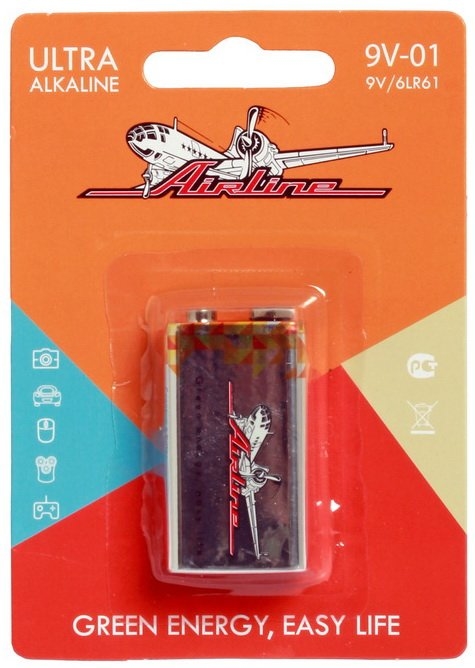 Крона 9V Батарейки щелочные 6LR61 Airline (9V-01)