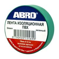 Изолента ПВХ (19мм*9,1м) Abro зеленая(имп)(ET-912-GR)