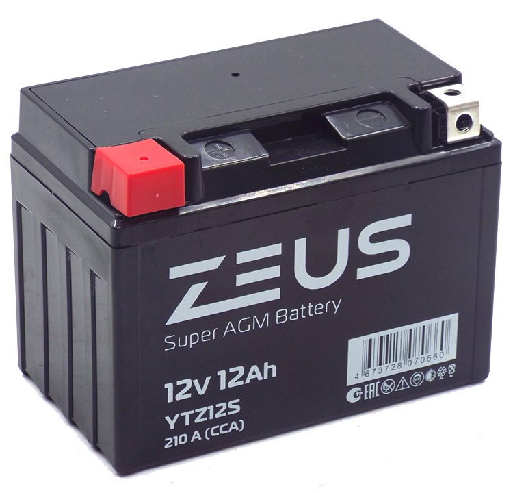 АКБ 6МТС-12 Zeus Super AGM п.п.L+ 12a/h (YTZ12S)