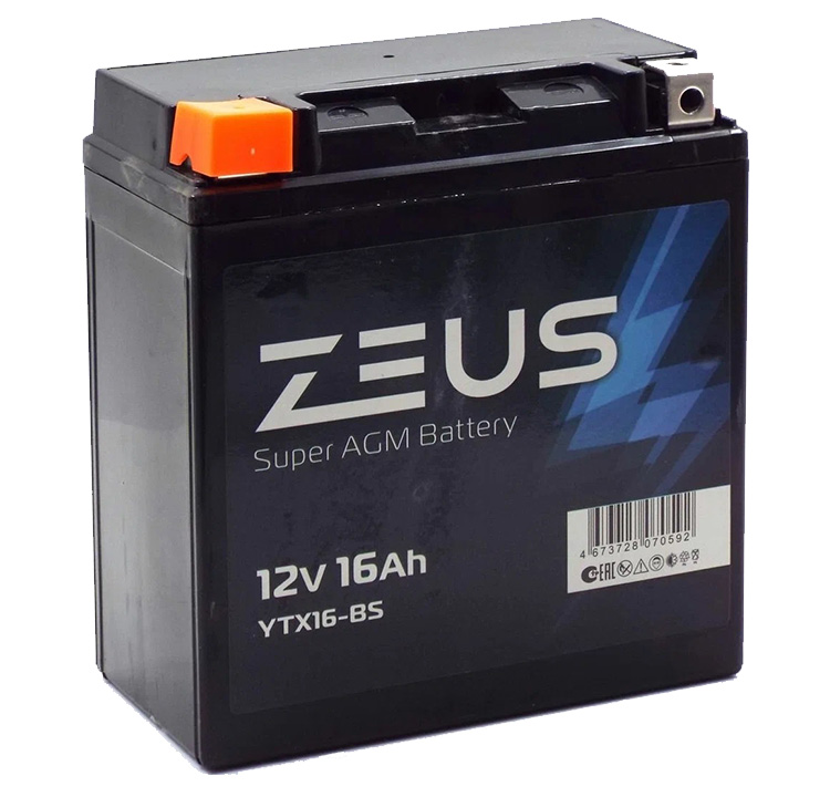 АКБ 6МТС-16 Zeus Super AGM п.п.L+ 16a/h (YTX16-BS)