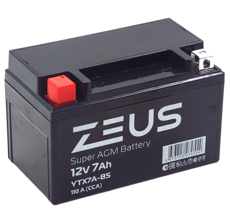 АКБ 6МТС-7 Zeus Super AGM п.п.L+ 7a/h (YTX7A-BS)