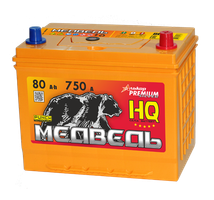 АКБ Медведь Silver о.п.R+ 80a/h Азия B13(нижн.кр)